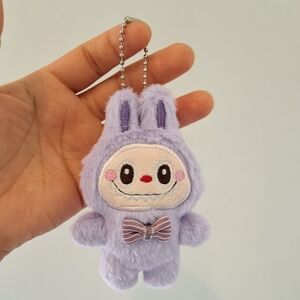 NEW PURPLE LABUBU PLUSH WITH BOW TIE KEYCHAIN BAG CHARM